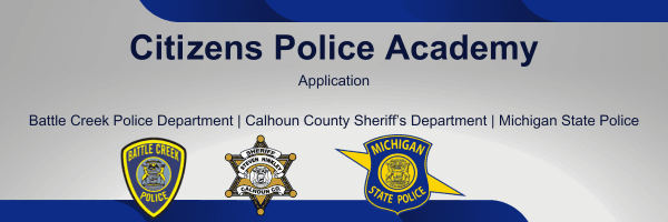 Citizens Police Academy application header with police logos.