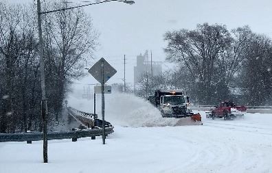 Plow action on East Emmett Street