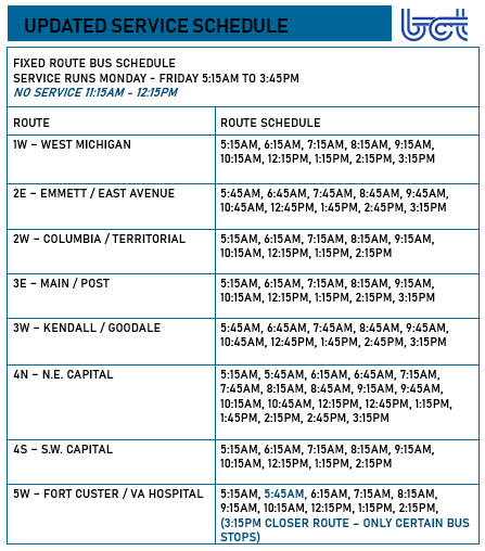 Route Schedule - June 10 2024